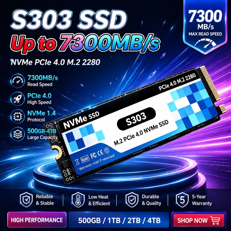 M.2 Nvme 4Tb Pcie 4.0 Ssd - S303 M.2 NVMe Internal 500GB/1TB/2TB/4TB SSD